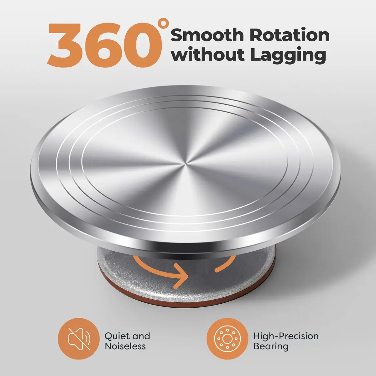 Kootek 12 Inch Aluminum Cake Turntable Set with 4-Piece Decorating Kit | Heavy Duty Rotating Cake Stand for Decorating - view 4
