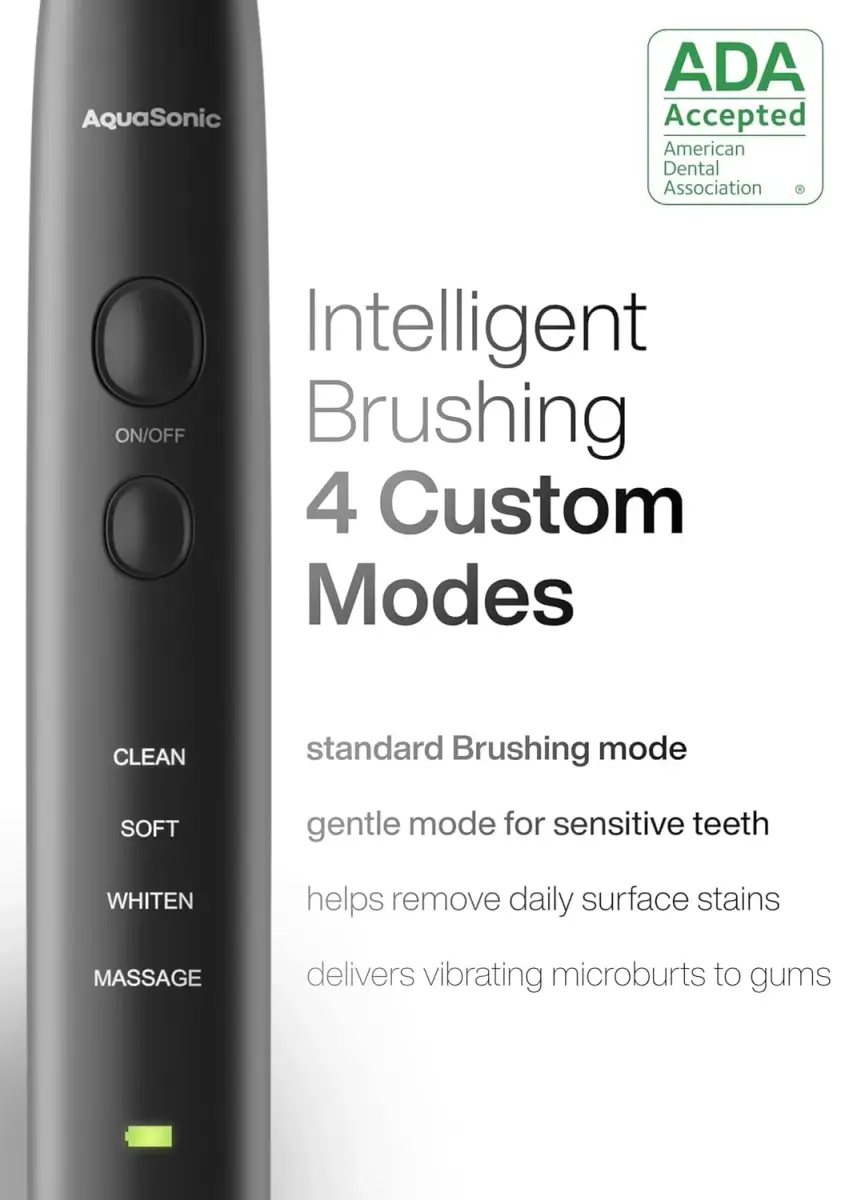 Aquasonic Black Series Ultrasonic Toothbrush with 8 Brush Heads & Travel Case | ADA Accepted, 40,000 VPM, Wireless Charging - view 3