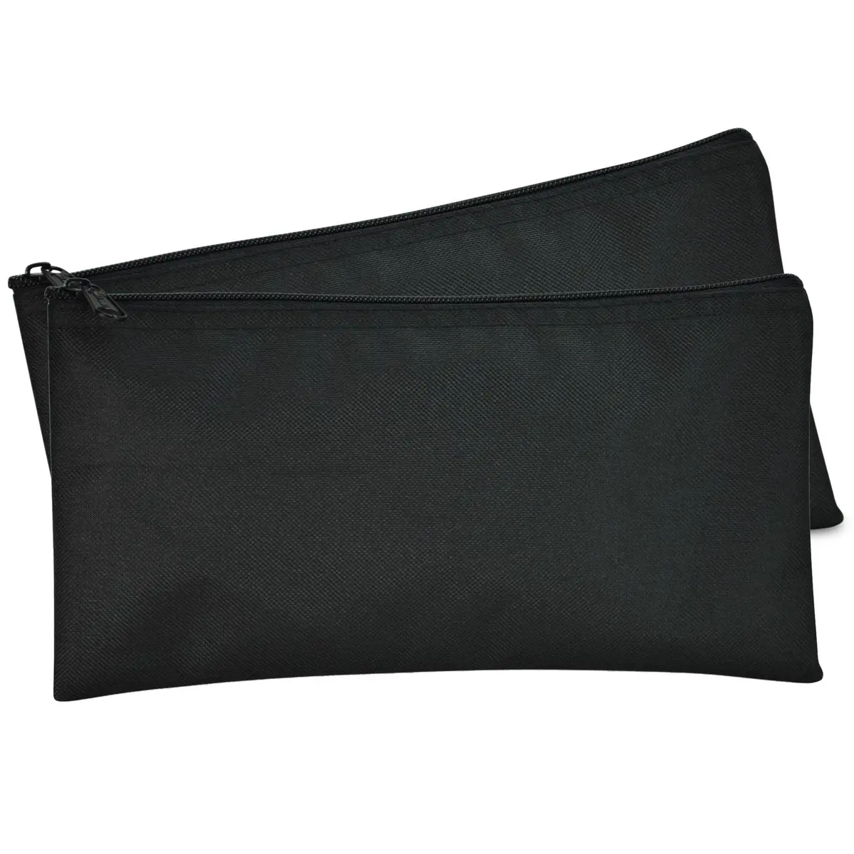 DALIX Black 2 Pack Polyester Zippered Bank Coin Bags | Secure Cash & Coin Handling - main product image