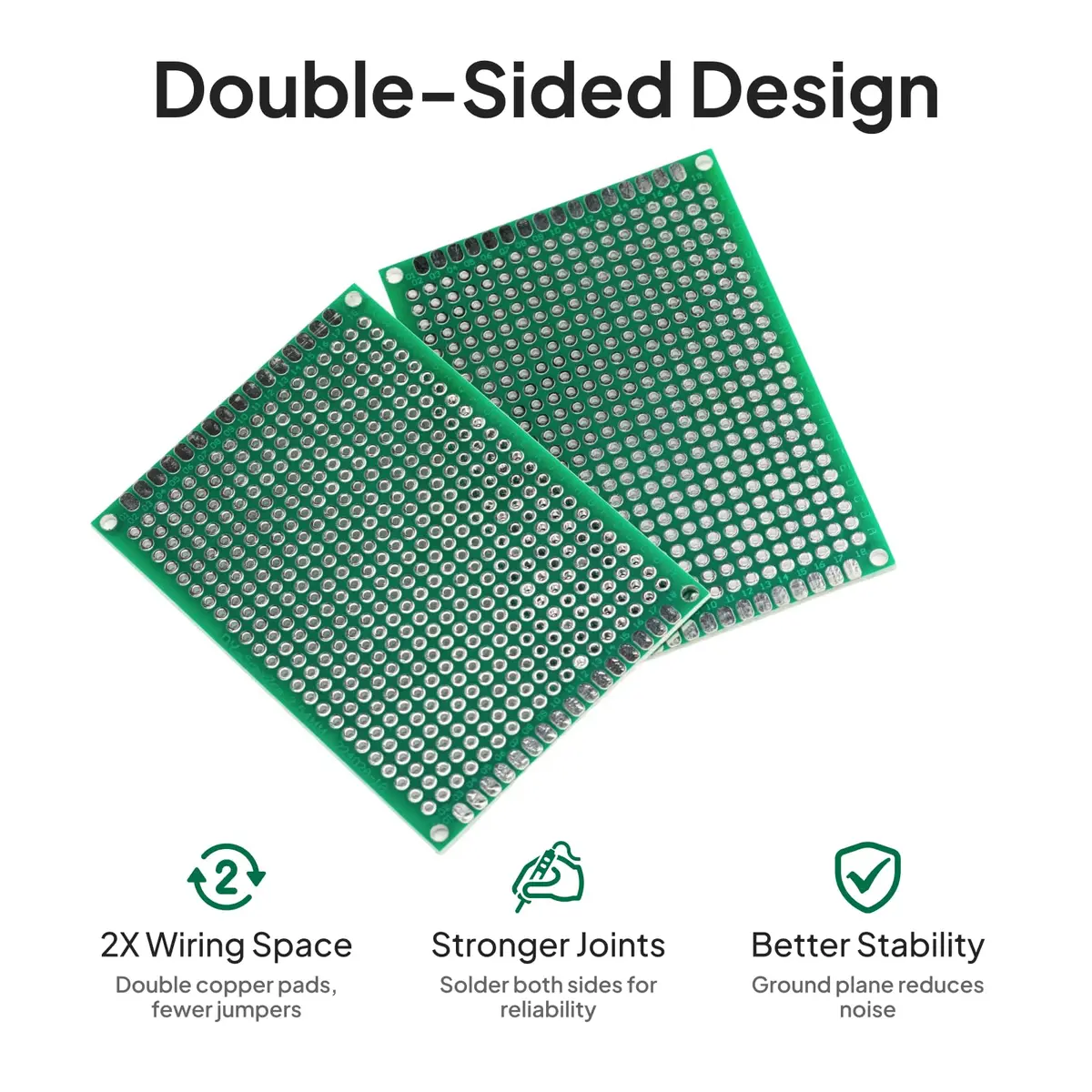 ELEGOO 32-Piece Double-Sided PCB Perfboard Kit 4x6cm & 3x7cm | Soldering Prototyping Boards - view 5