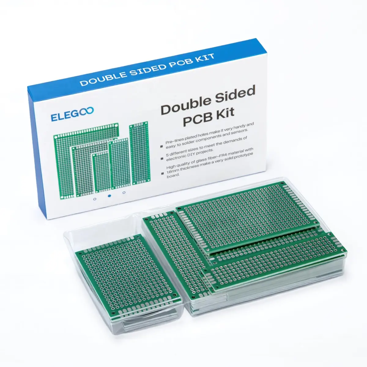 ELEGOO 32-Piece Double-Sided PCB Perfboard Kit 4x6cm & 3x7cm | Soldering Prototyping Boards - view 6