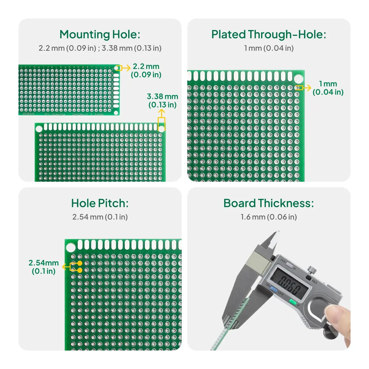 ELEGOO 32-Piece Double-Sided PCB Perfboard Kit 4x6cm & 3x7cm | Soldering Prototyping Boards - view 2