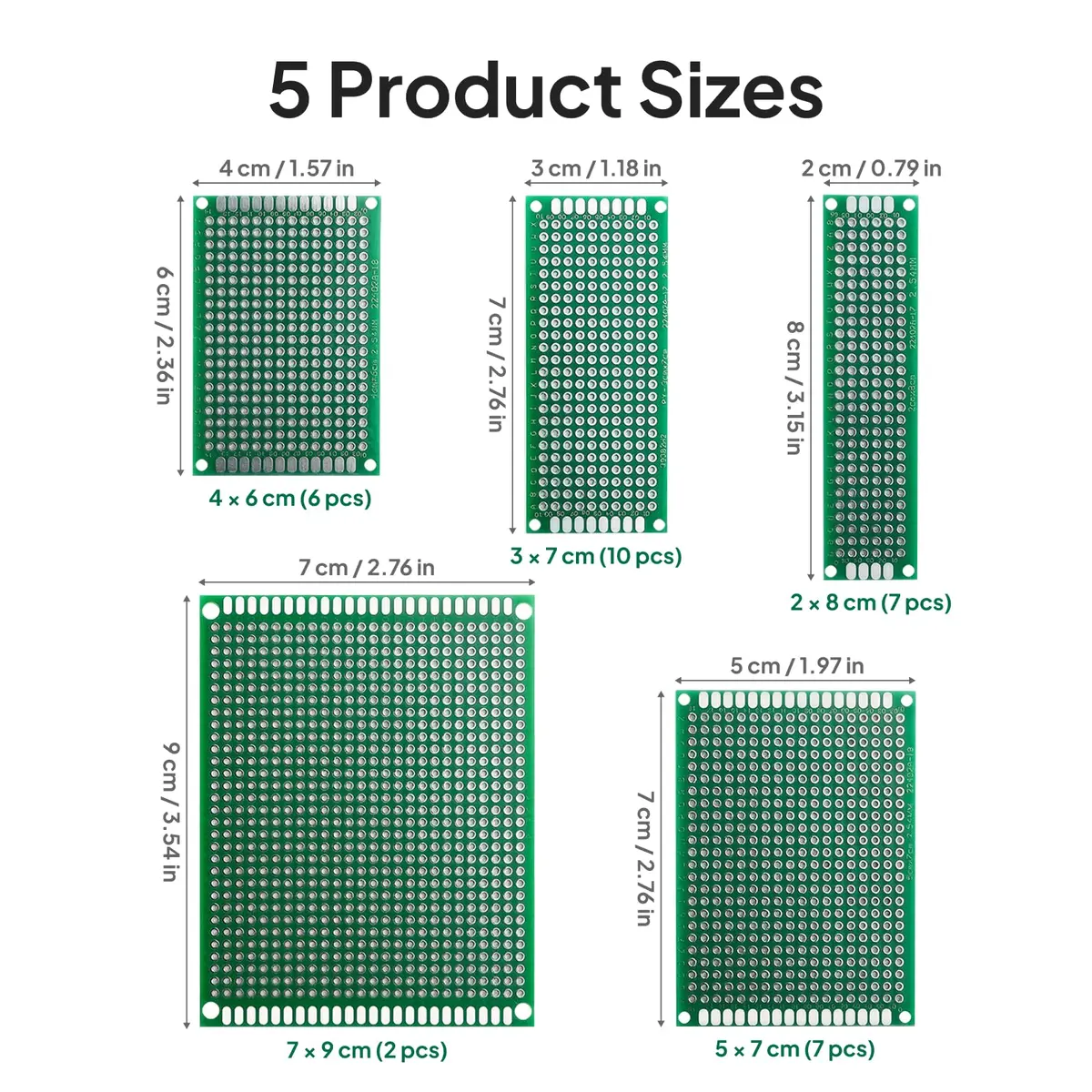 ELEGOO 32-Piece Double-Sided PCB Perfboard Kit 4x6cm & 3x7cm | Soldering Prototyping Boards - view 3