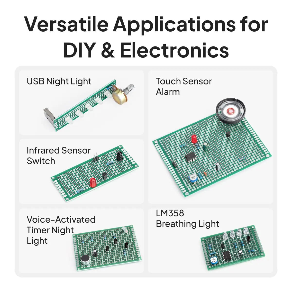 ELEGOO 32-Piece Double-Sided PCB Perfboard Kit 4x6cm & 3x7cm | Soldering Prototyping Boards - view 4