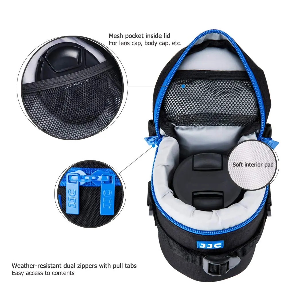 JJC Deluxe Lens Case Pouch Bag for Camera Lens Below 3.15" x 6.1" | Heavy-Duty Polyester with Shock Absorption - view 4