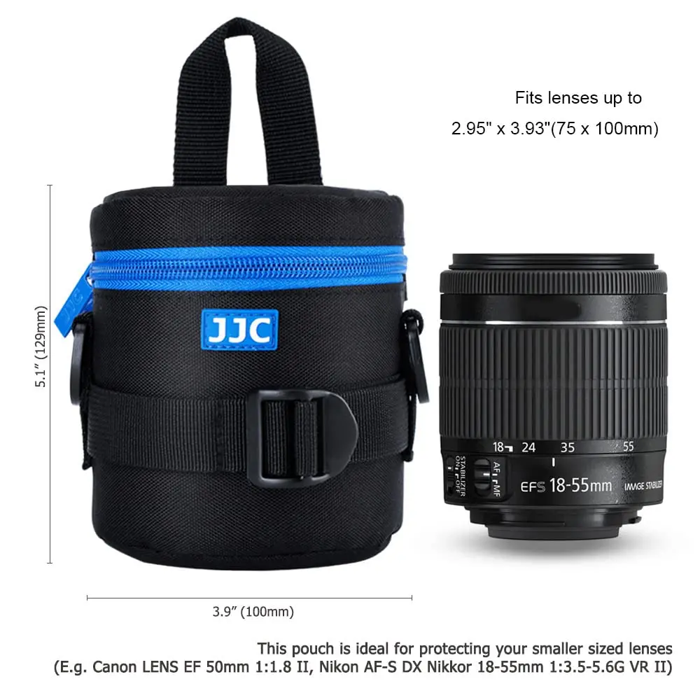 JJC Deluxe Lens Case Pouch Bag for Camera Lens Below 2.95" x 3.93" | Heavy-Duty Polyester Shock Absorber - view 3