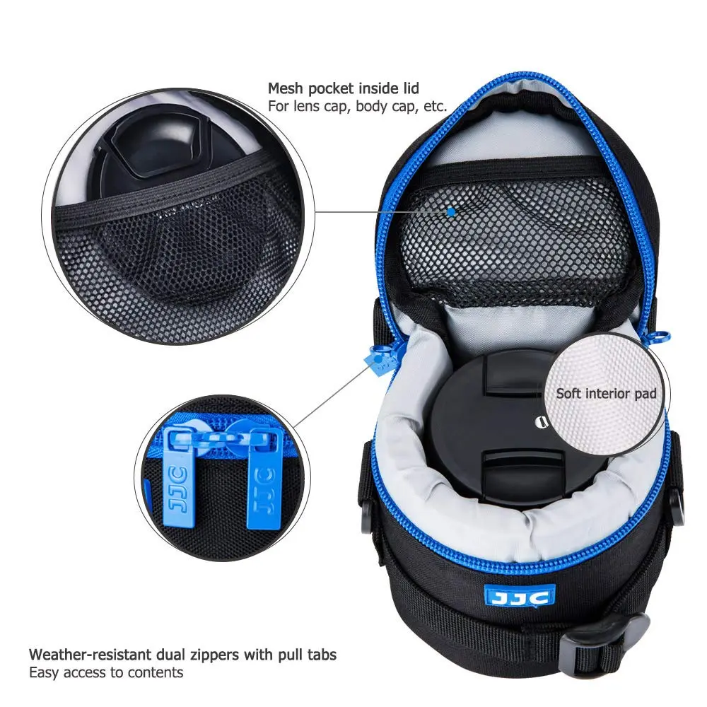 JJC Deluxe Lens Case Pouch Bag for Camera Lens Below 2.95" x 3.93" | Heavy-Duty Polyester Shock Absorber - view 4