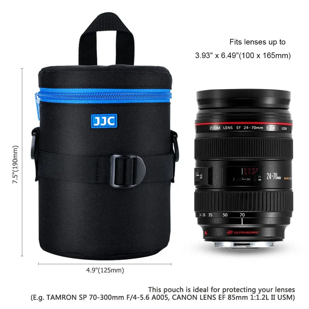 JJC Deluxe Lens Case Pouch Bag for Camera Lens Below 3.9" x 6.5" | Heavy-duty Shock Absorption - view 3