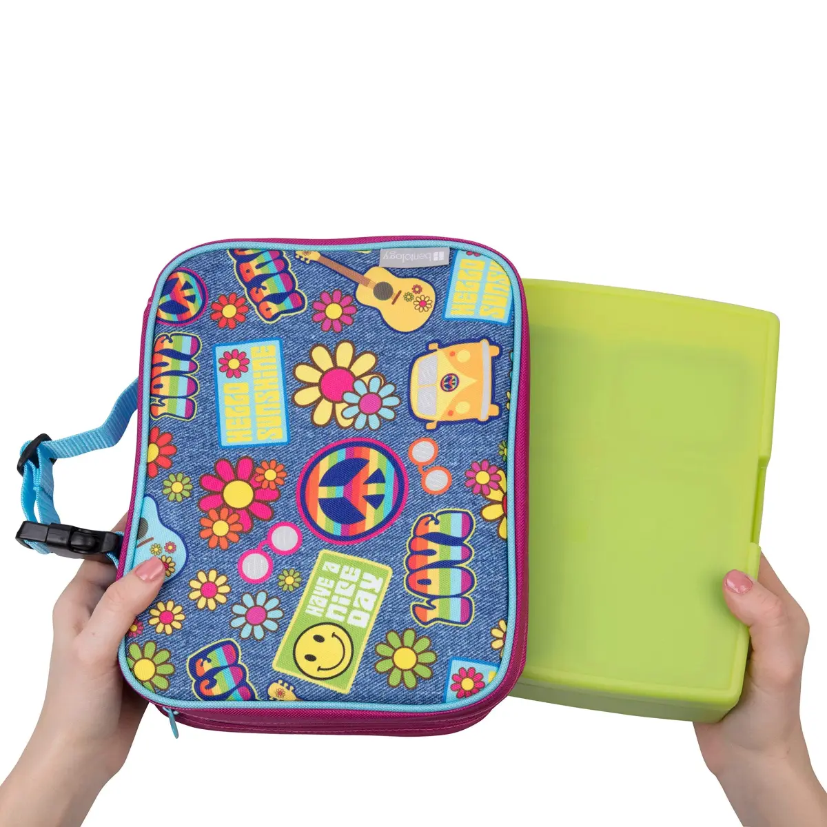 Bentology Kids Insulated Lunch Box Retro Peace Sign 2L (67.6 Fl Oz) | Perfect for School & Daycare - view 5
