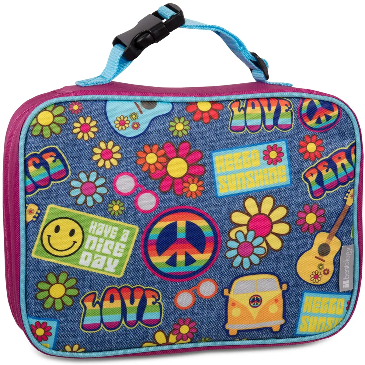 Bentology Kids Insulated Lunch Box Retro Peace Sign 2L (67.6 Fl Oz) | Perfect for School & Daycare - view 2