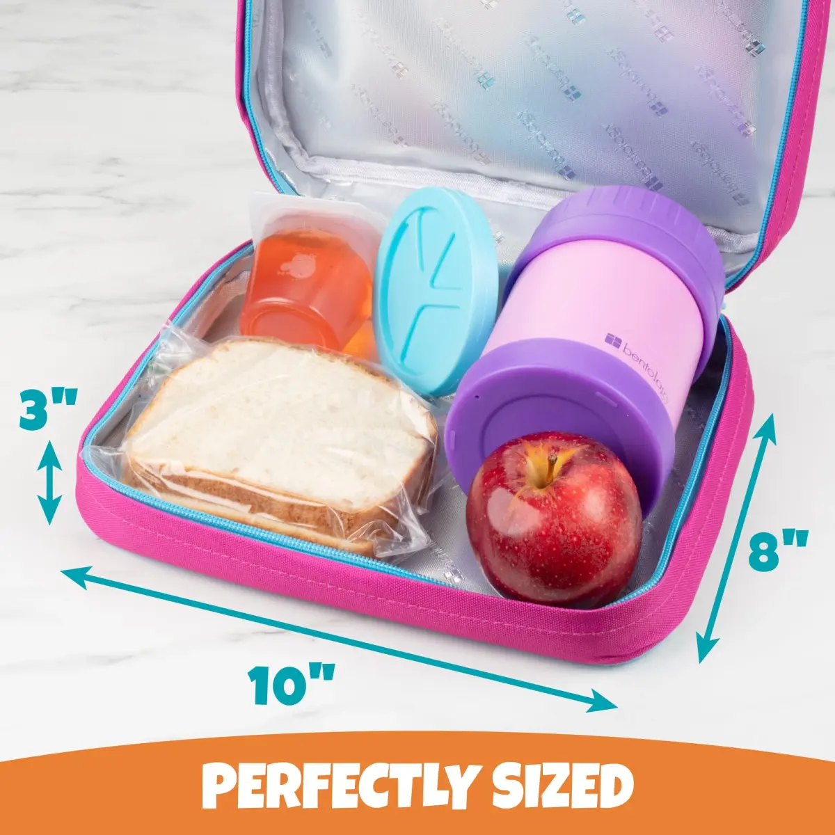 Bentology Kids Insulated Lunch Box Retro Peace Sign 2L (67.6 Fl Oz) | Perfect for School & Daycare - view 3