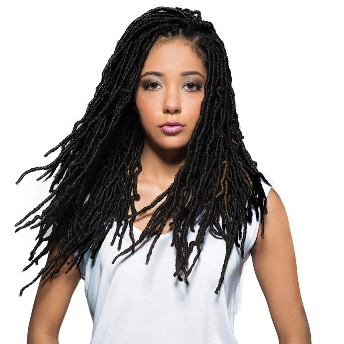Bobbi Boss Synthetic Hair Crochet Braids African Roots Braid Collection Nu Locs 18" (6-Pack, M1B/DGREEN) | Curly Locks for African Roots - main product image