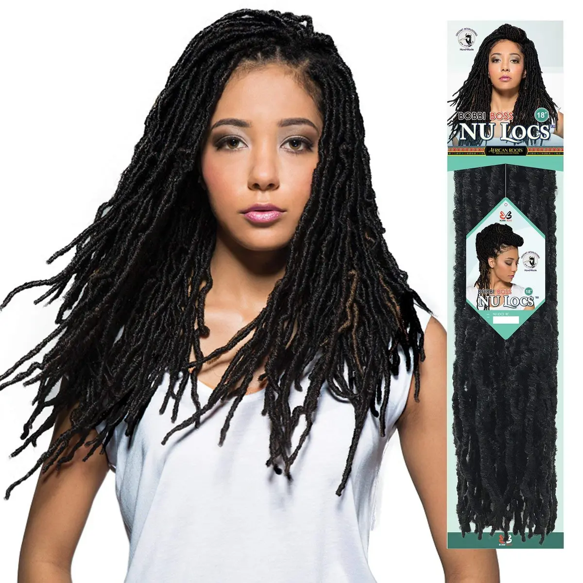 Bobbi Boss Synthetic Hair Crochet Braids African Roots Braid Collection Nu Locs 18" (6-Pack, M1B/PUR) | Kinky, Multi Pack - view 2