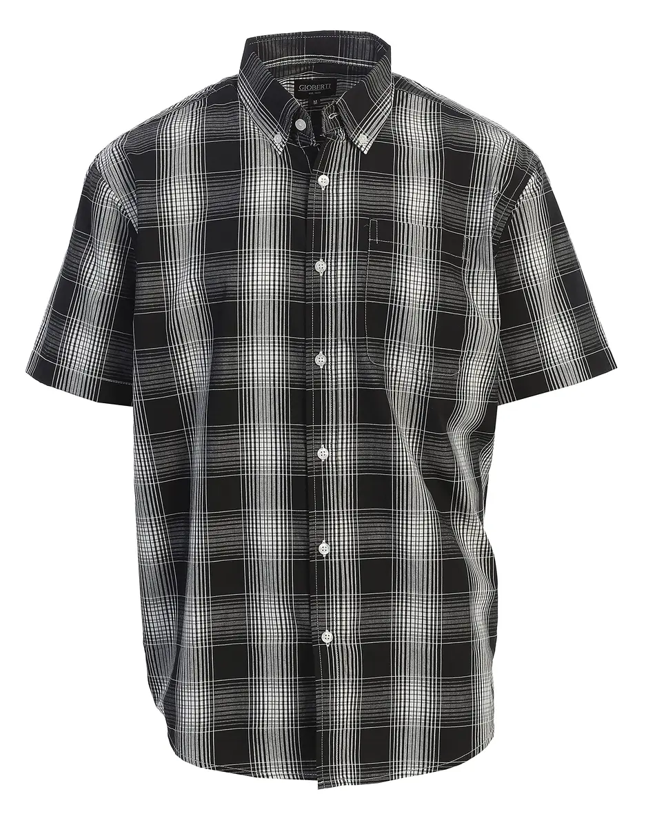 Gioberti Mens Casual Plaid Button Down Short Sleeve Shirt, X Large | Classic Fit Cotton Blend - main product image