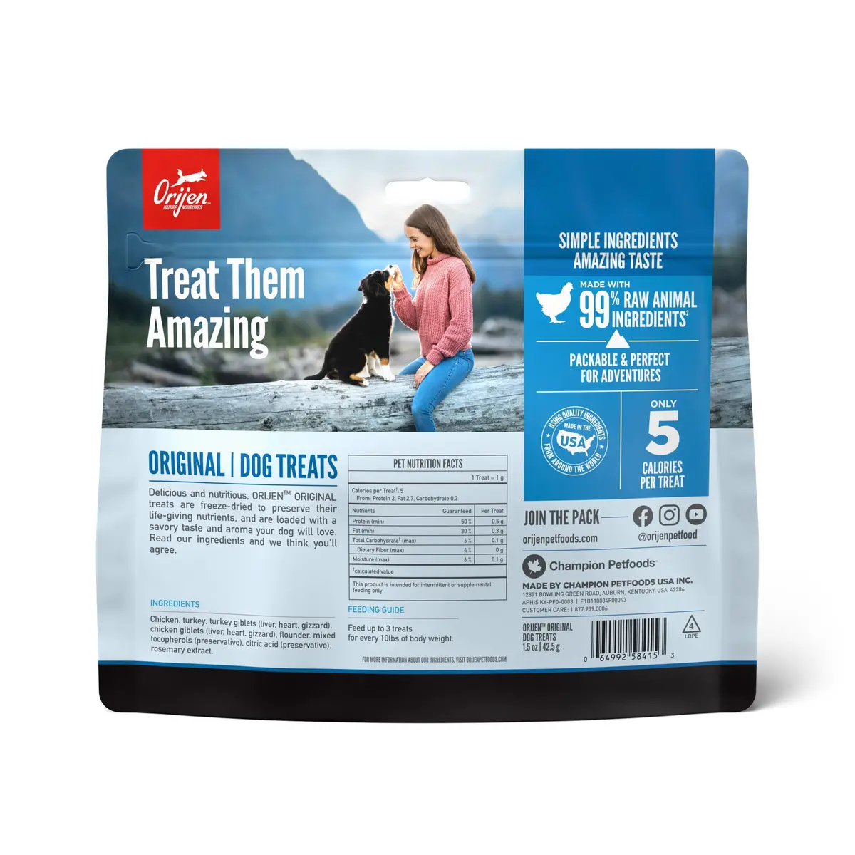 ORIJEN WHOLEPREY Freeze Dried Dog Treats Original Recipe 1.5oz | High Protein, Nutrient-Rich, USA Made - view 2