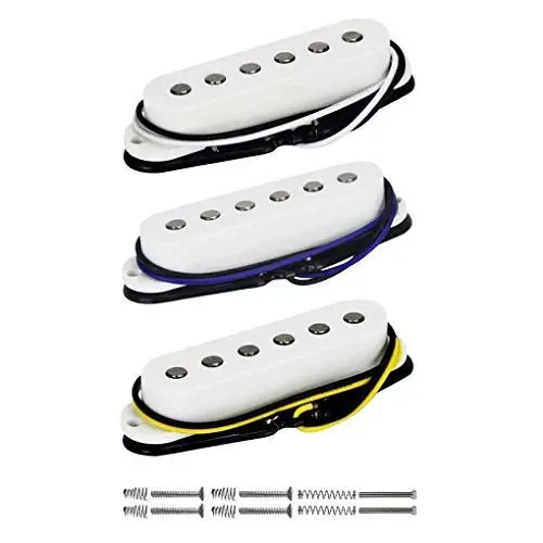 FLEOR Alnico 5 Single Coil Guitar Pickups Set White Flat Pole for ST/SQ Style Electric Guitars (Neck/Middle/Bridge, 50mm/50mm/52mm Spacing) - view 2