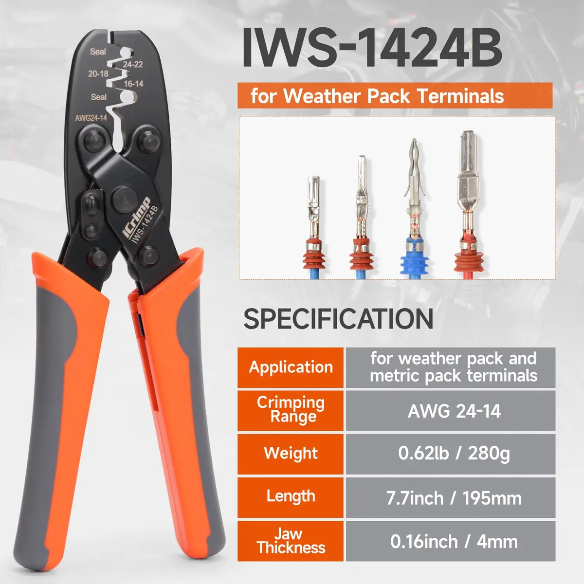 IWISS IWS-1424B Weather Pack Sealed Connector Crimper AWG24-14 | Durable, Compact & Easy to Use - view 4
