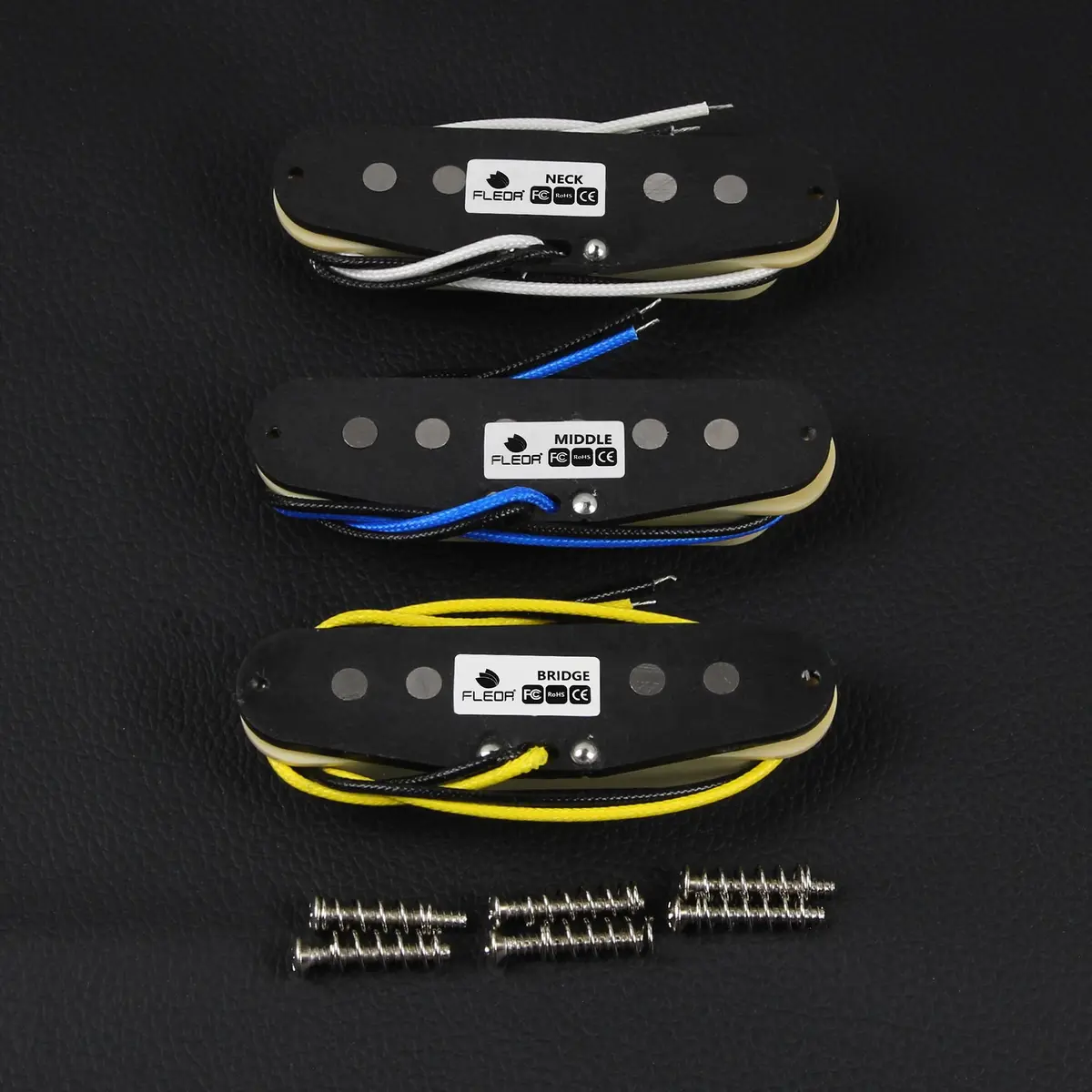 FLEOR Single Coil Pickup Set Cream Staggered Alnico 5 for Electric Guitar | Neck/Middle/Bridge 52mm Spacing - view 5