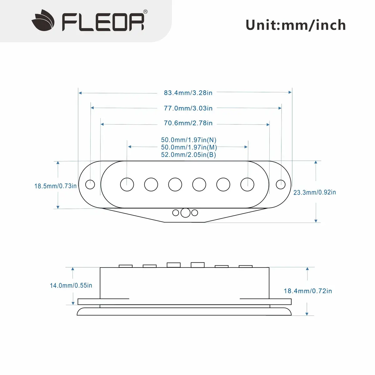 FLEOR Single Coil Pickup Set Cream Staggered Alnico 5 for Electric Guitar | Neck/Middle/Bridge 52mm Spacing - view 2