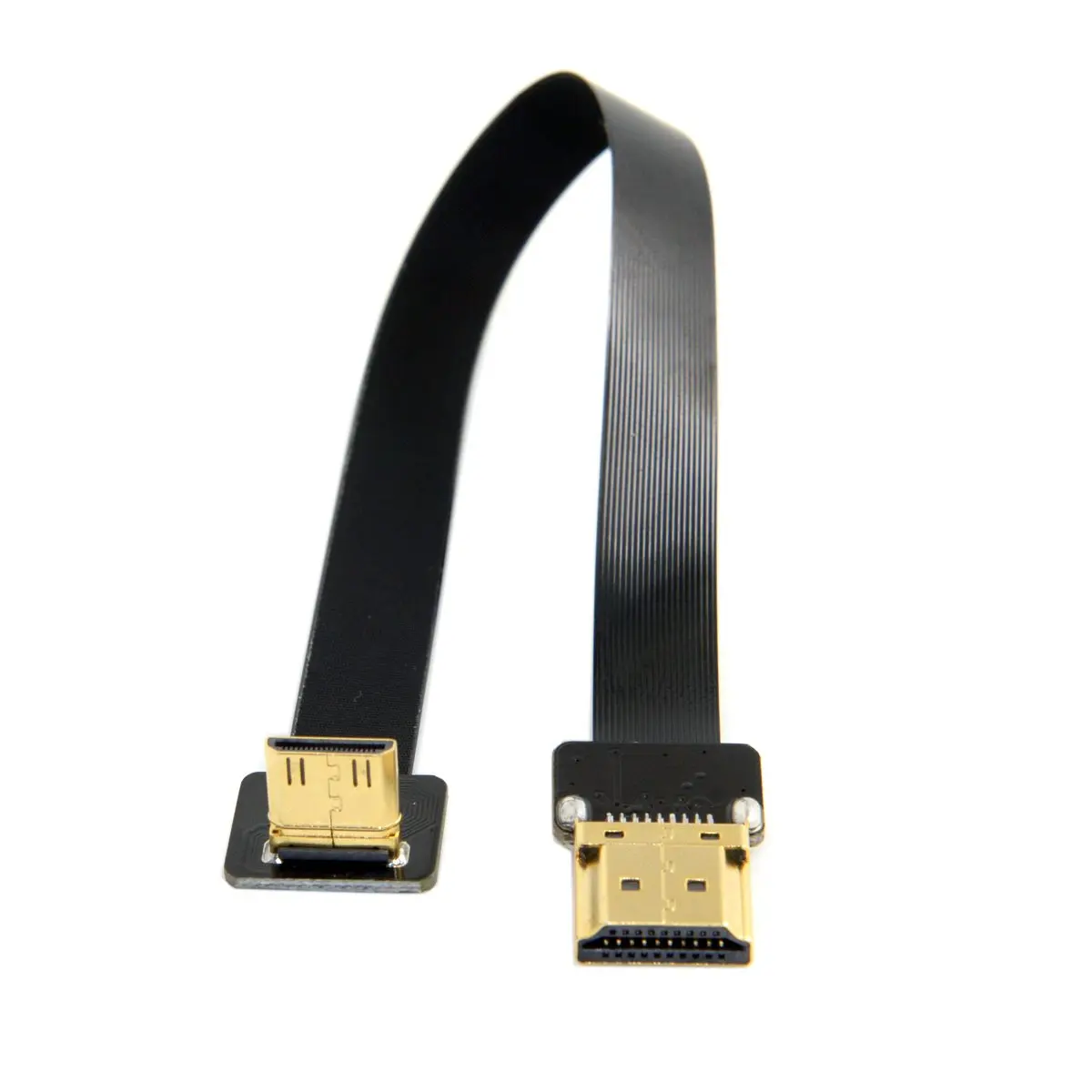 JSER CYFPV 90 Degree Up Angled Mini HDMI Male to HDMI Male FPC Flat Cable 20cm | Connects FPV Cameras to HDTVs - view 2
