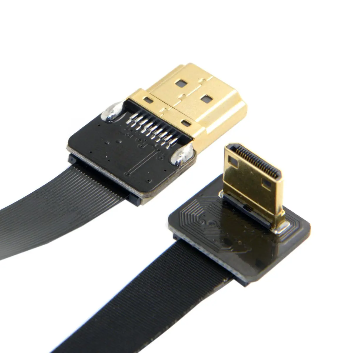 JSER CYFPV 90 Degree Up Angled Mini HDMI Male to HDMI Male FPC Flat Cable 20cm | Connects FPV Cameras to HDTVs - view 3