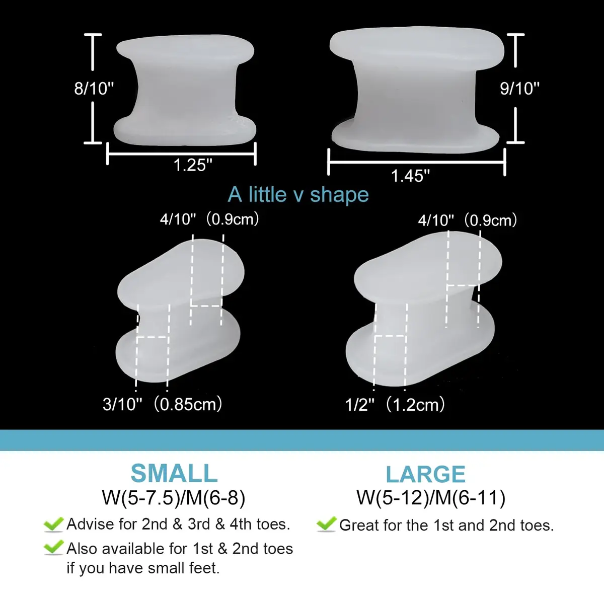 Povihome Gel Bunion & Toe Spacers Separators Small Size (10 Pack) | Orthopedic Brace for Pain Relief - view 2