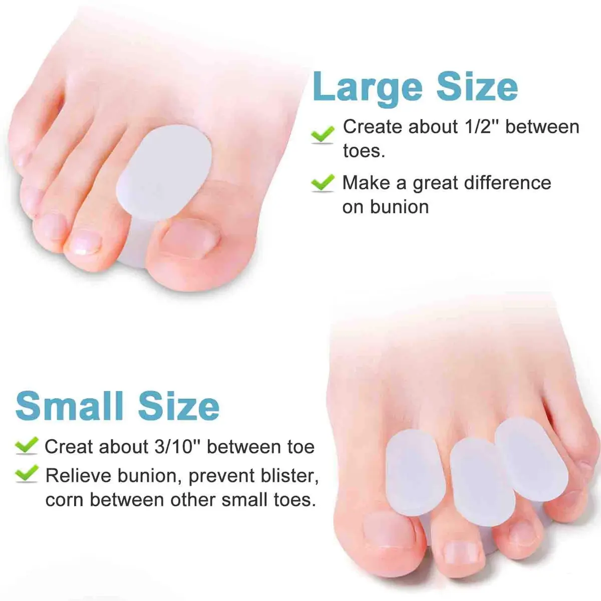 Povihome Gel Bunion & Toe Spacers Separators Small Size (10 Pack) | Orthopedic Brace for Pain Relief - view 3