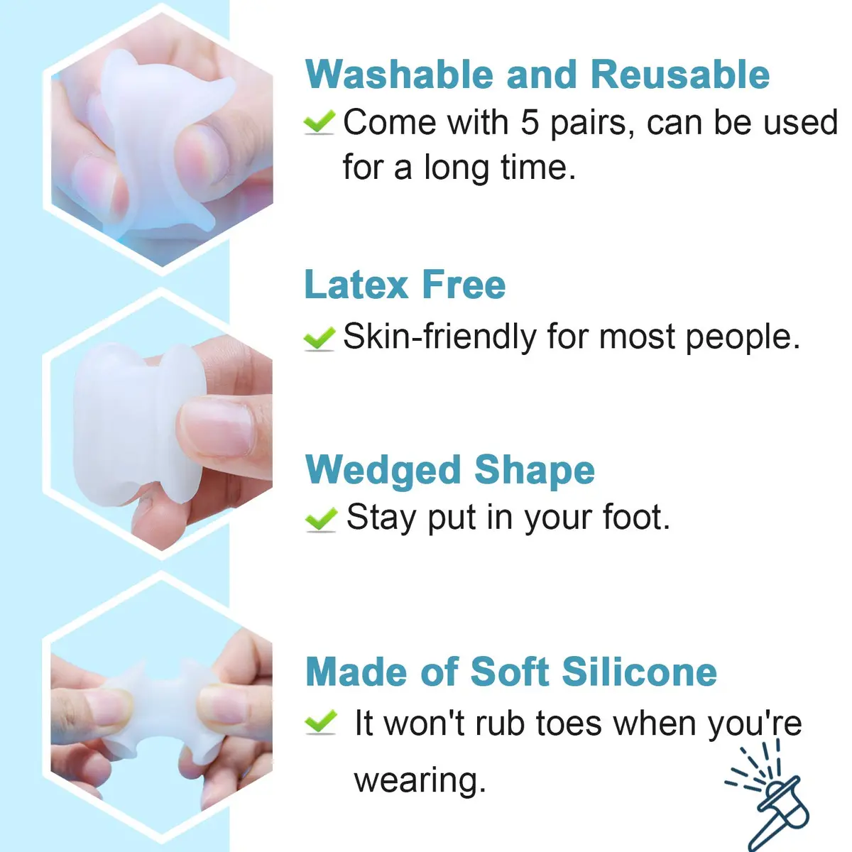 Povihome Gel Bunion & Toe Spacers Separators Small Size (10 Pack) | Orthopedic Brace for Pain Relief - view 4