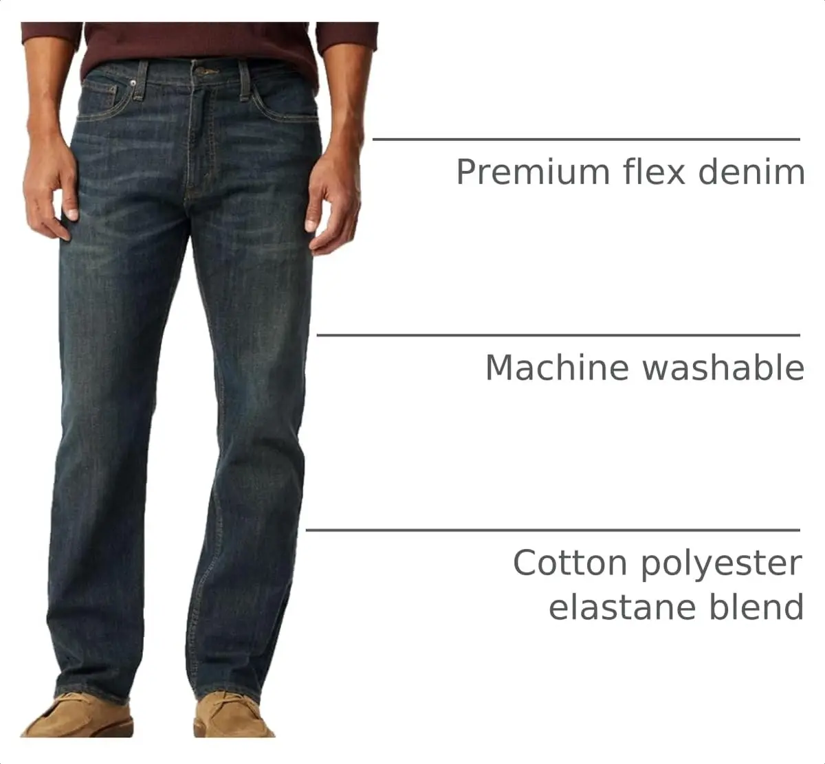 Levi Strauss Signature Gold Men's Regular Fit Flex Jeans 30x32 (76cm x 81cm) | Comfort Stretch Denim for All-Day Wear - view 4