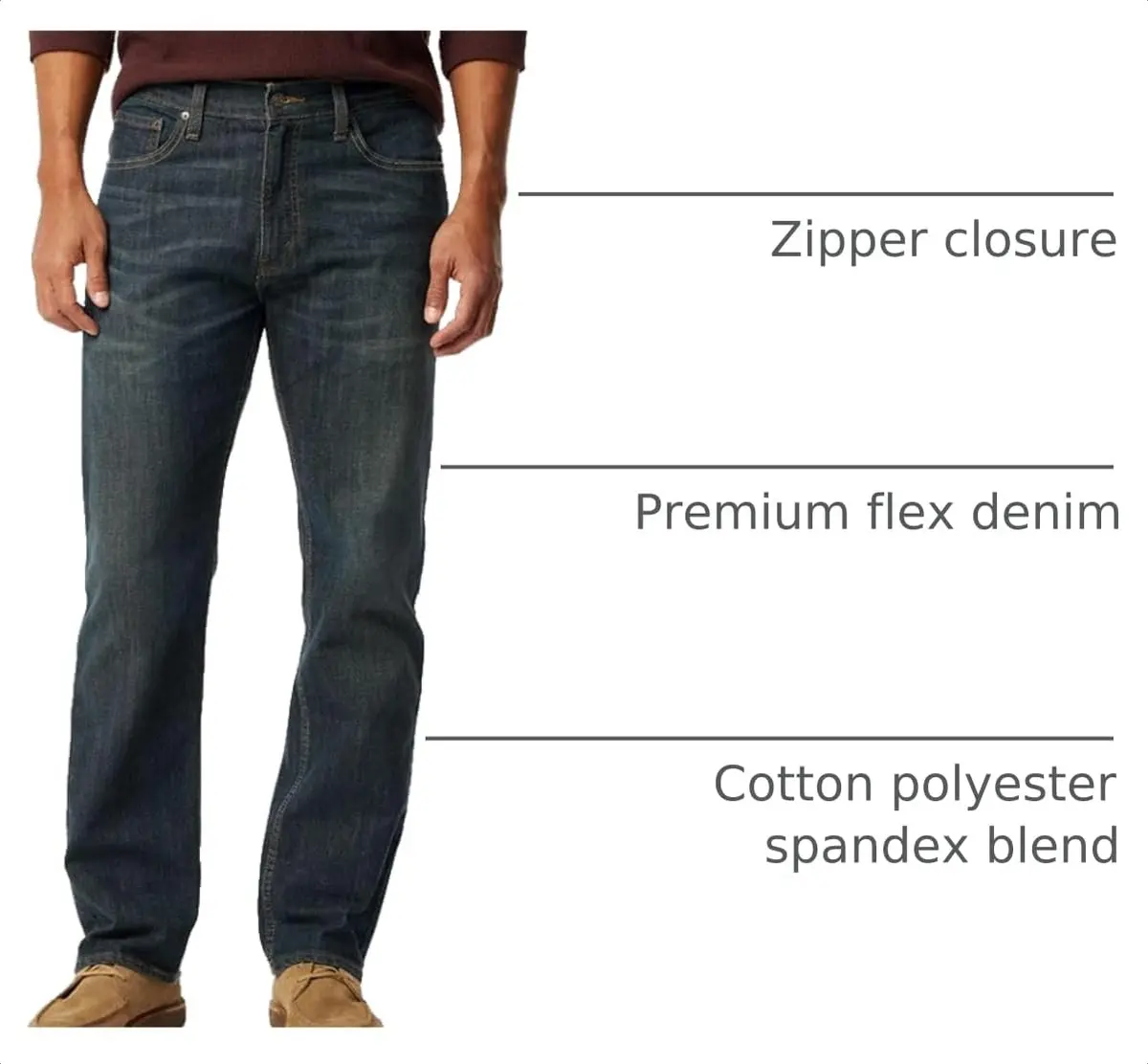 Levi Strauss Signature Gold Men's Regular Fit Flex Jeans 44x32 (1.98 kg) | Comfort Flex Denim for All-Day Wear - view 4