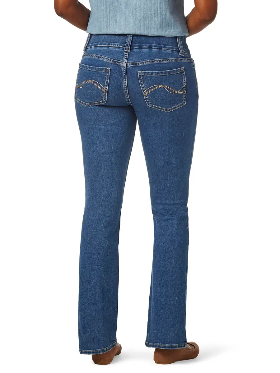 Riders by Lee Indigo Womens Pull on Waist Smoother Bootcut Jeans, Mid Shade, 16 Petite US | Elastic Waist, Classic Fit, Cotton Blend - view 2