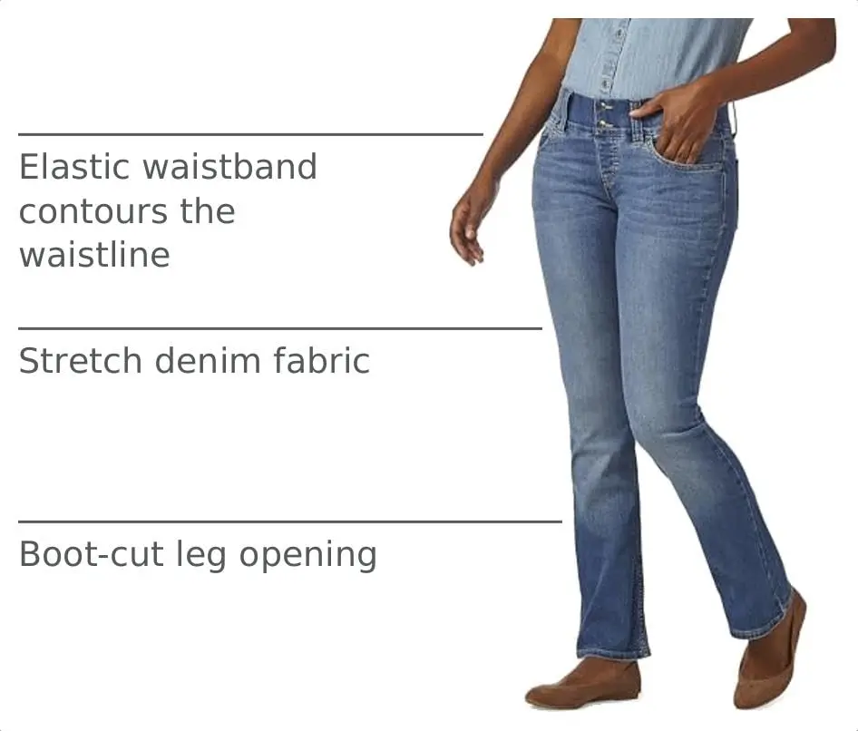 Riders by Lee Indigo Womens Pull on Waist Smoother Bootcut Jeans, Mid Shade, 16 Petite US | Elastic Waist, Classic Fit, Cotton Blend - view 4