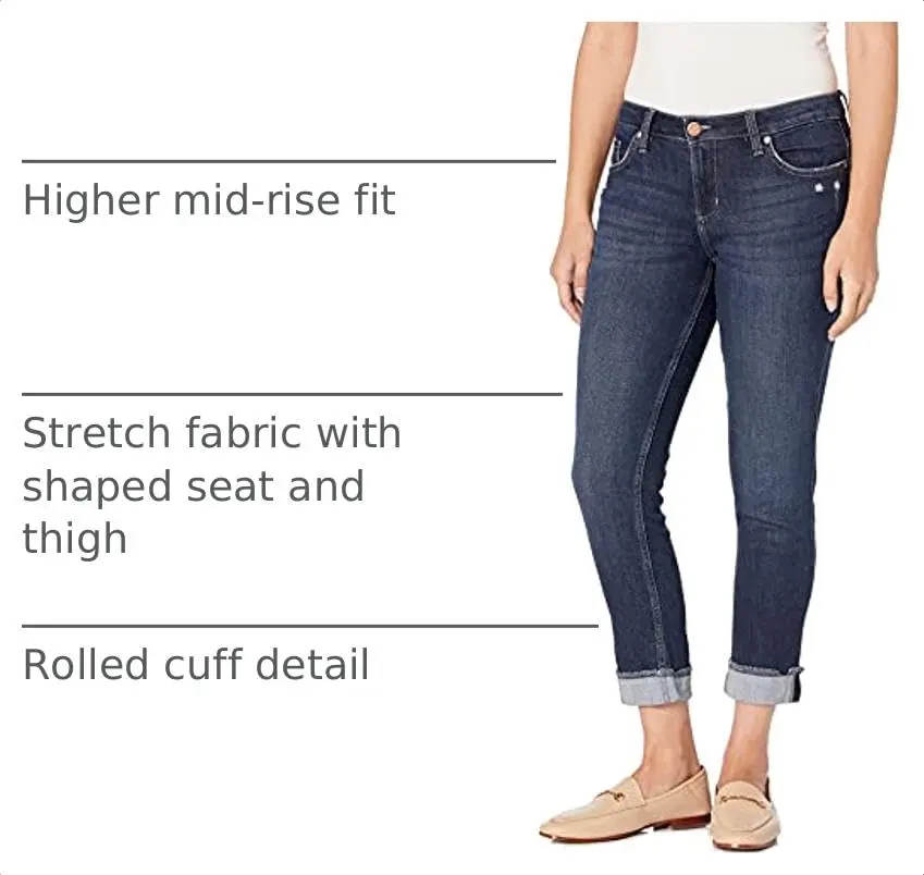 Riders Boyfriend Jean 8 | Slim Fit, Mid Rise, Dark Wash, Fringe Cuff, Cotton & Spandex - view 4