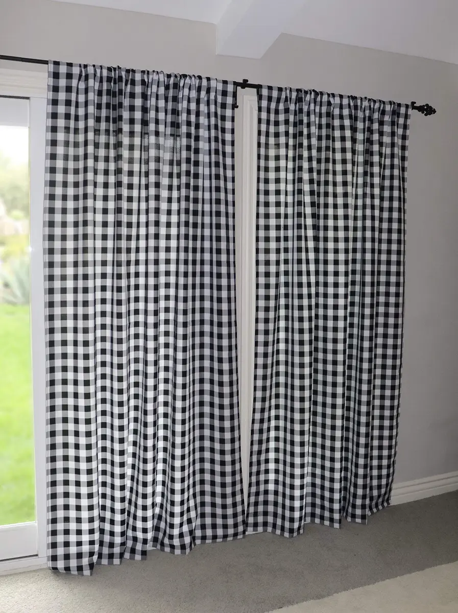 lovemyfabric Gingham Checkered Curtain Panel 56" x 84" | Black & White Polyester - view 4