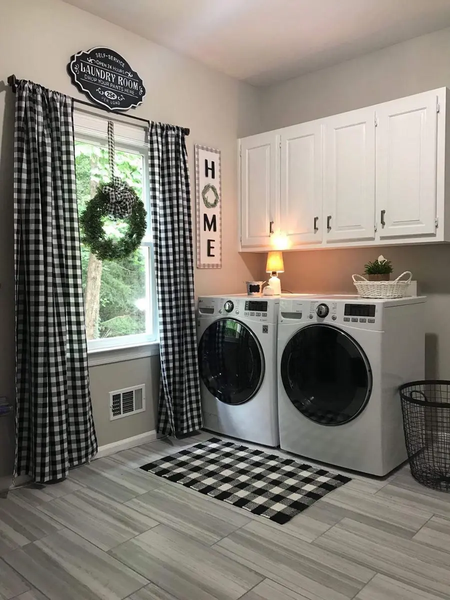 lovemyfabric Gingham Checkered Curtain Panel 56" x 84" | Black & White Polyester - view 5