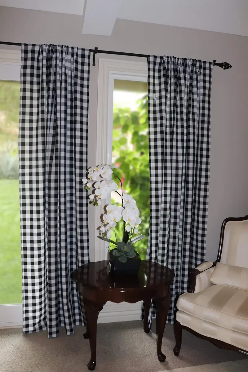 lovemyfabric Gingham Checkered Curtain Panel 56" x 84" | Black & White Polyester - main product image