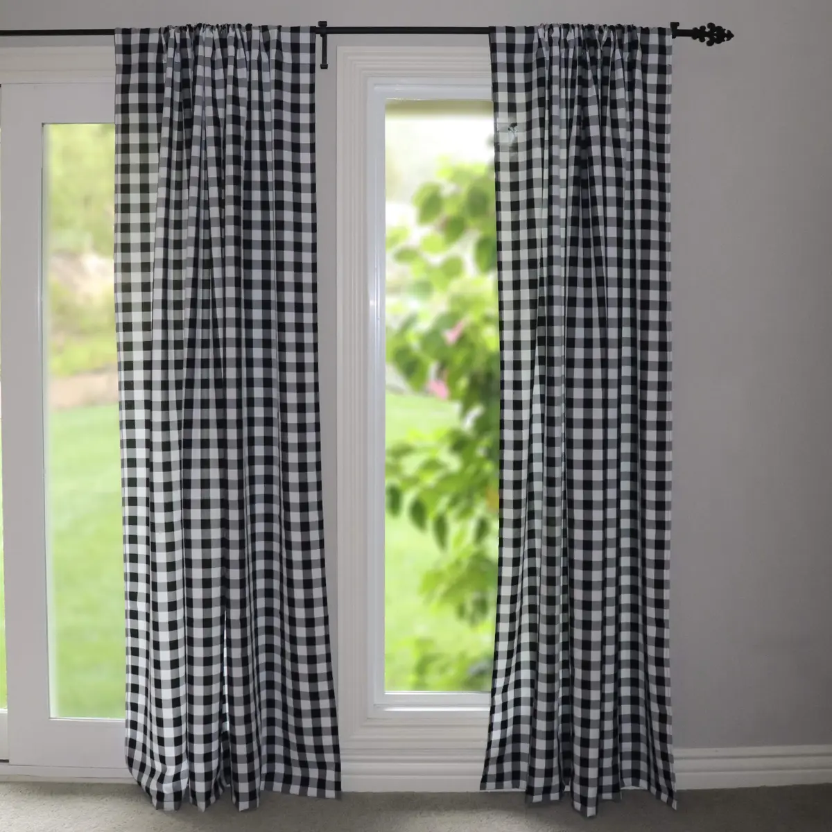 lovemyfabric Gingham Checkered Curtain Panel 56" x 84" | Black & White Polyester - view 2