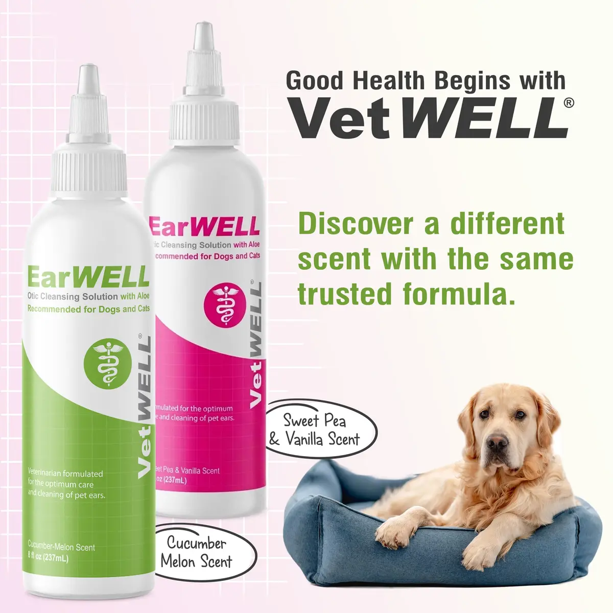 VetWELL Ear Cleaner for Dogs and Cats - Sweet Pea Vanilla - 8 oz | Gentle Deodorizing & Cleaning - view 7