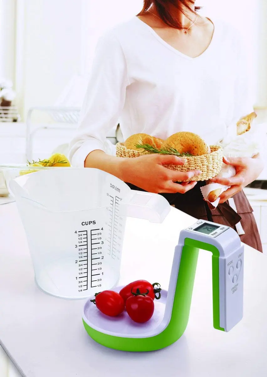 KitchenMetrics Digital Kitchen Scale with 1L Measuring Cup | Accurate Baking & Portion Control - view 3