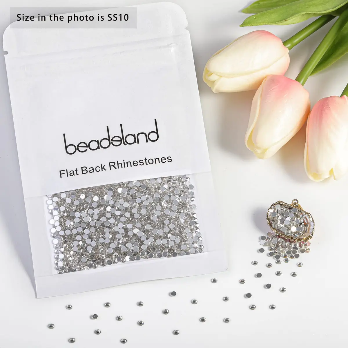 BEADSLAND Flat Back Crystal Rhinestones SS10 (1440pcs, 2.7-2.9mm) | Glass Gems for Crafts & Nails - view 4