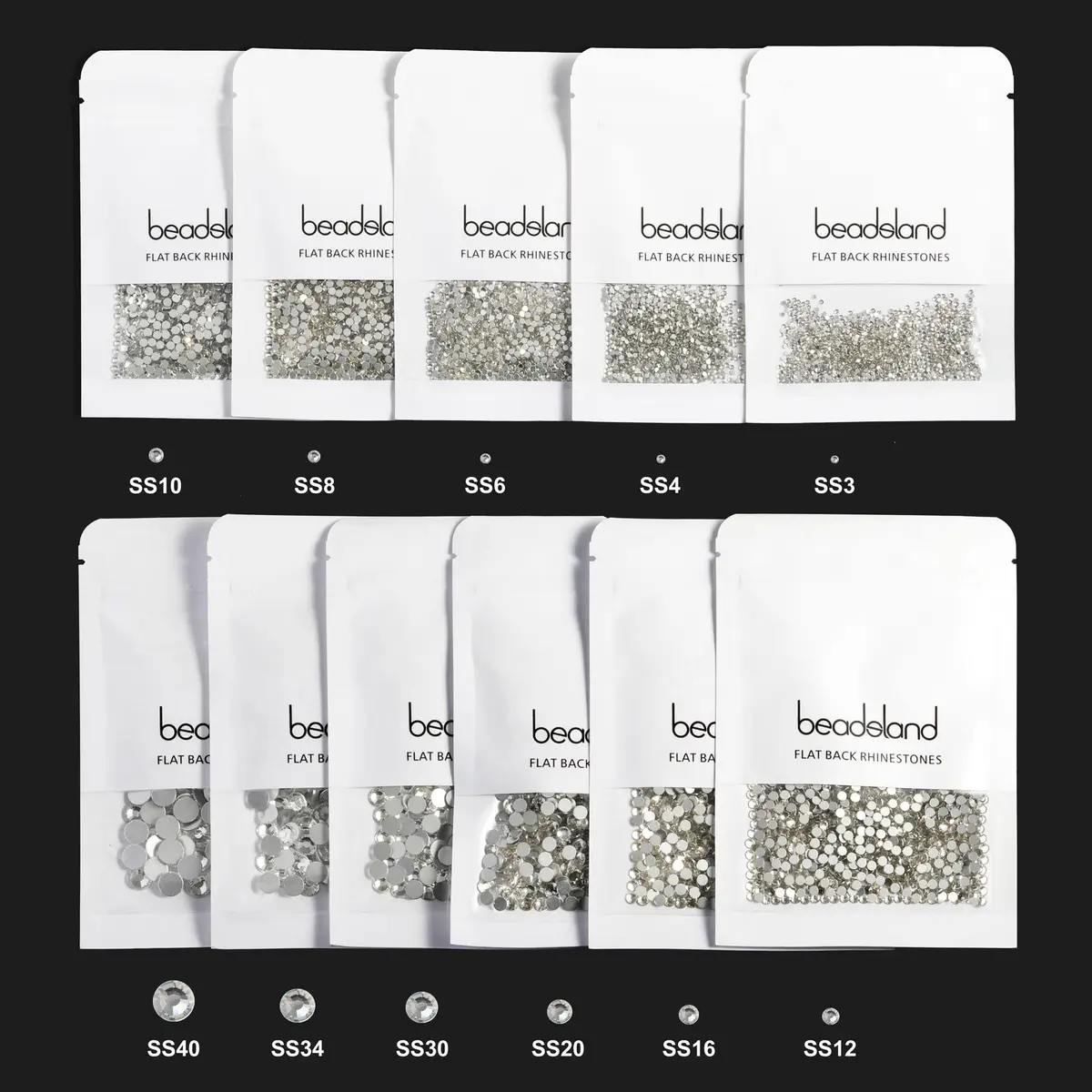 BEADSLAND Flat Back Crystal Rhinestones SS10 (1440pcs, 2.7-2.9mm) | Glass Gems for Crafts & Nails - view 6