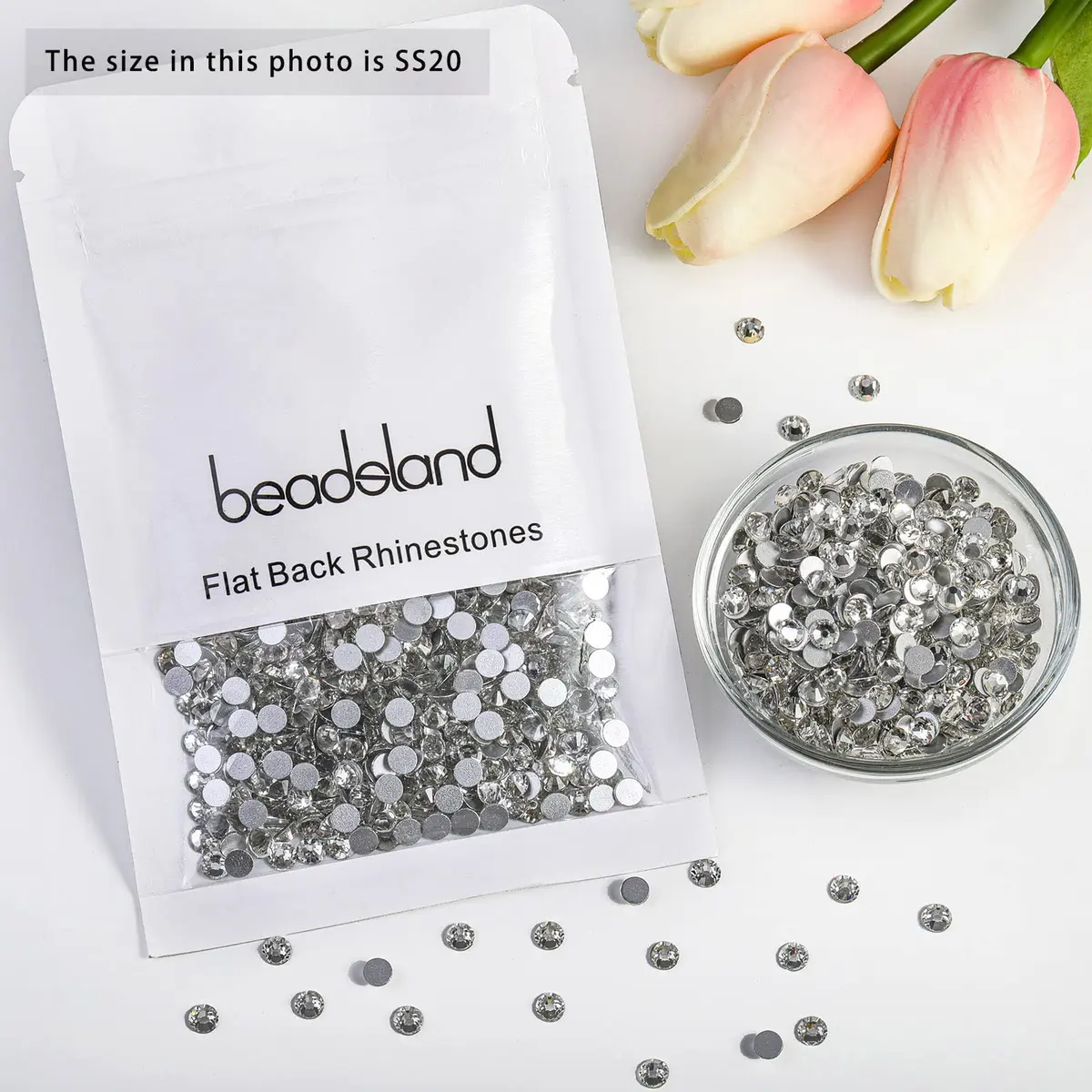 BEADSLAND Flat Back Crystal Rhinestones SS20 (1440pcs) | Glass Gems for Crafts, Glue Fix, 4.6-4.8mm - view 4