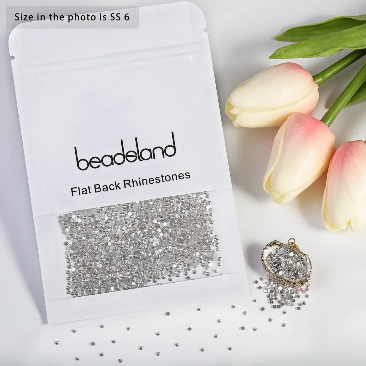 BEADSLAND Flat Back Crystal Rhinestones SS6 (1.9-2.1mm) 1440pcs | Glass Craft Gems for Nail Art & Glue Fix - view 4