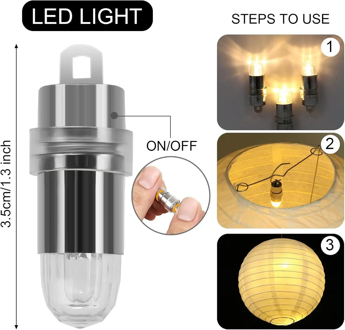 LIHAO Battery Operated LED Party Lights 30-Pack | Warm White, Waterproof, 1.2cm x 3.5cm - view 6