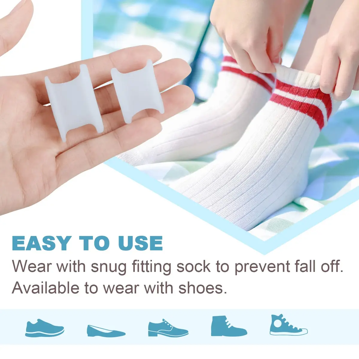 Povihome Gel Toe Spacers Separators for Bunions, 10 Pack Large Size | Corrects Overlapping Toes - view 7