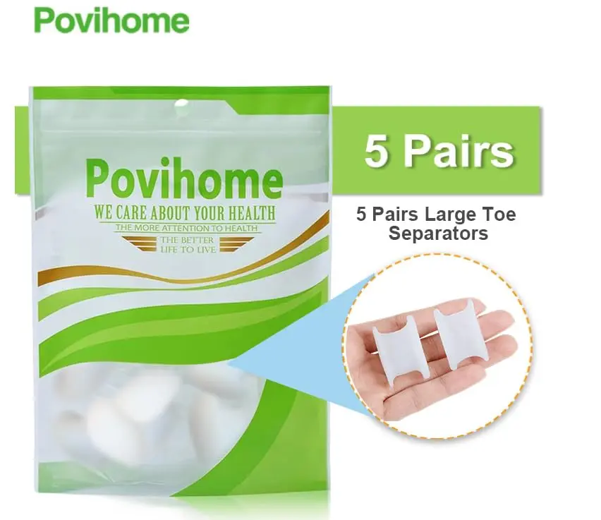 Povihome Gel Toe Spacers Separators for Bunions, 10 Pack Large Size | Corrects Overlapping Toes - view 8