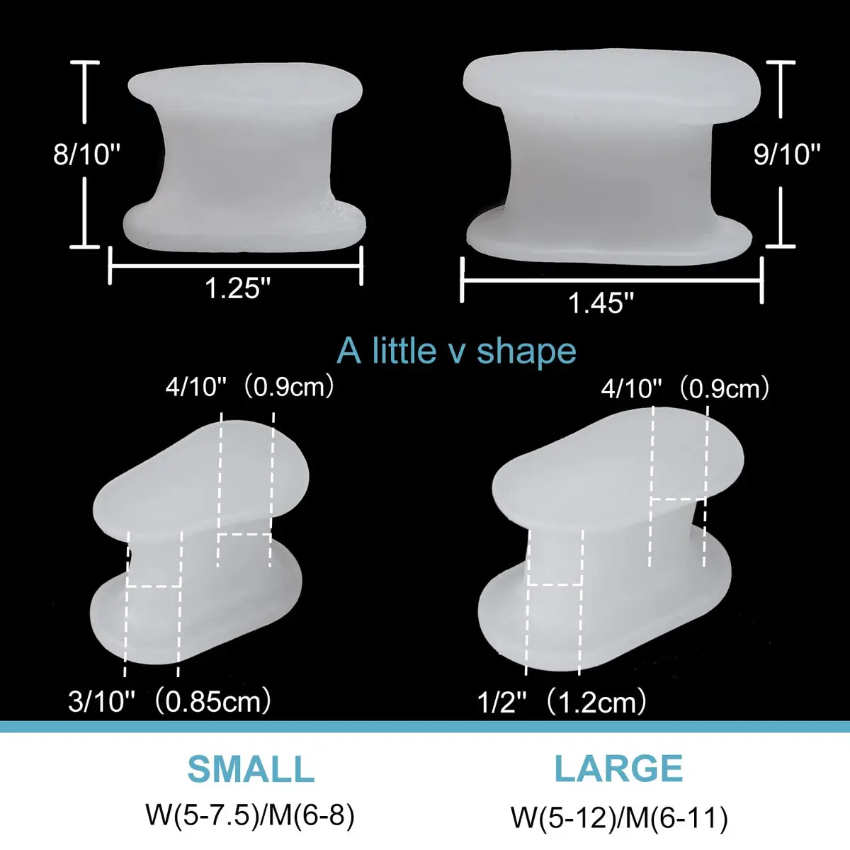 Povihome Gel Toe Spacers Separators for Bunions, 10 Pack Large Size | Corrects Overlapping Toes - view 2