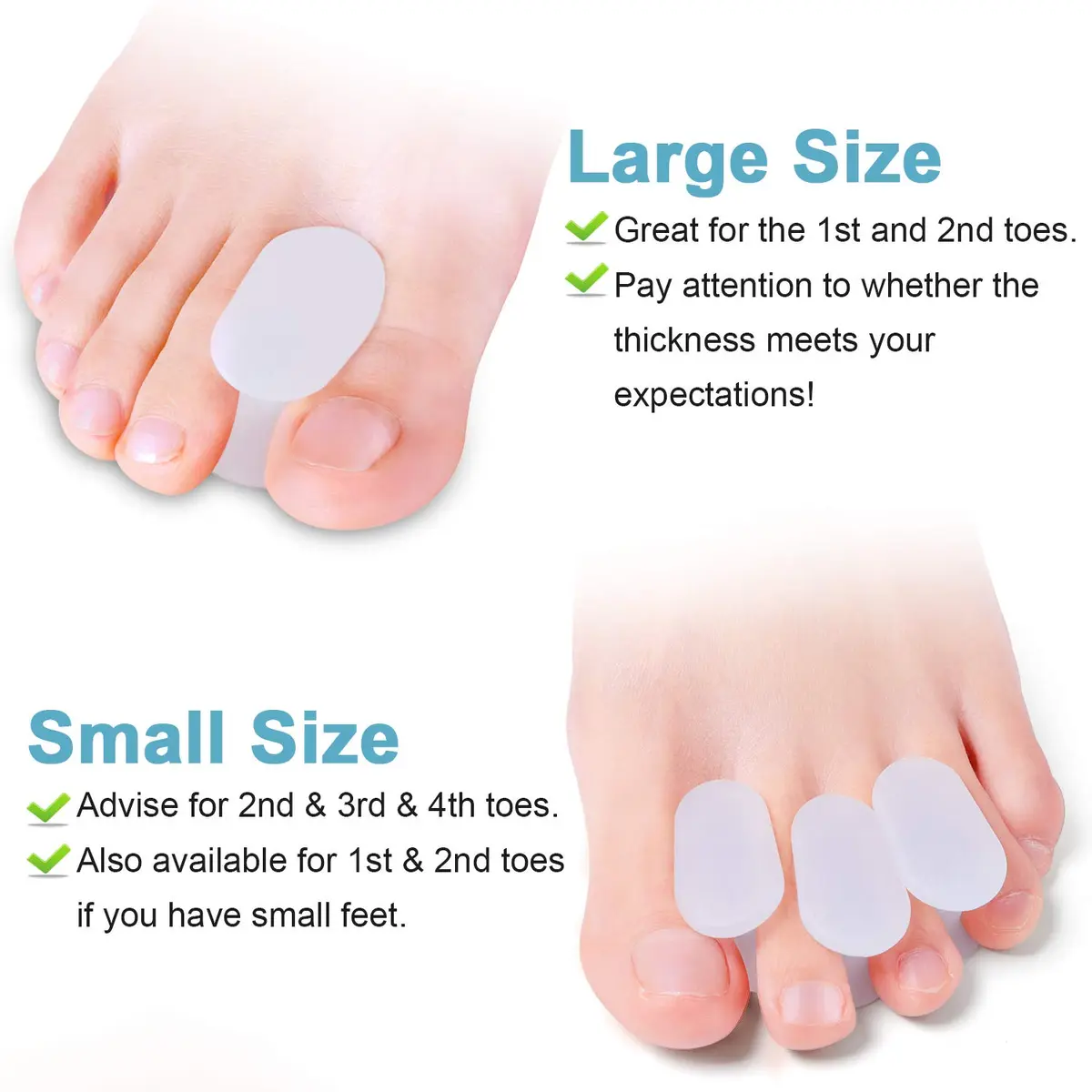Povihome Gel Toe Spacers Separators for Bunions, 10 Pack Large Size | Corrects Overlapping Toes - view 3