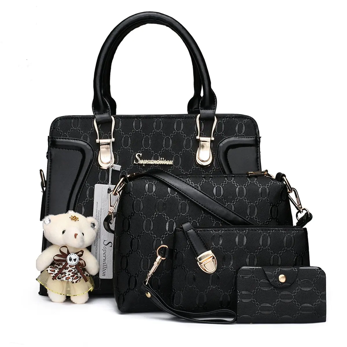 Soperwillton Women's Satchel Handbag Purse Set PU Leather with Wallet 4pcs | Large Capacity & Stylish - main product image
