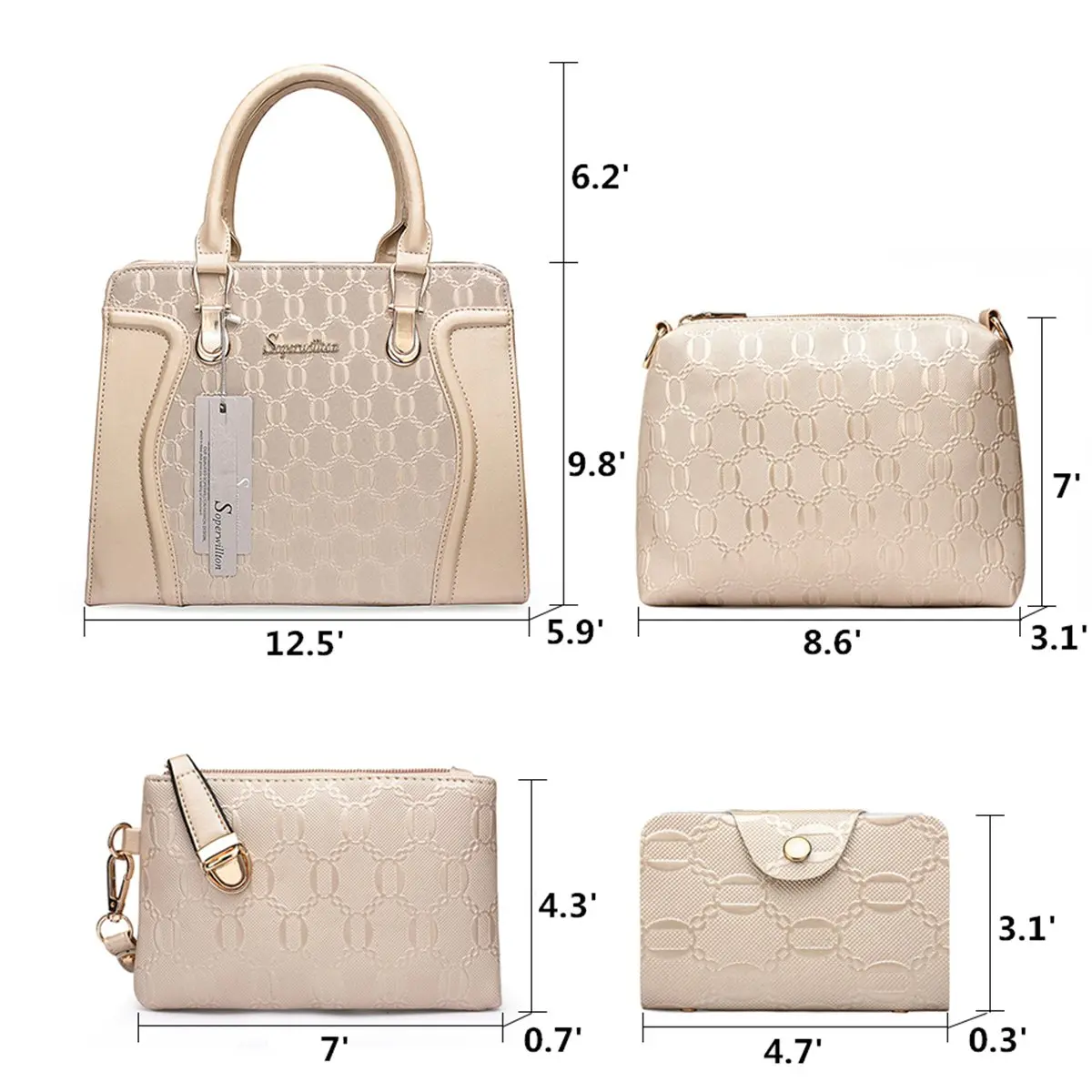 Soperwillton Women's Satchel Handbag Purse Set PU Leather with Wallet 4pcs | Large Capacity & Stylish - view 4